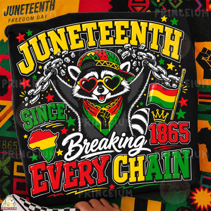 Juneteenth Raccoon Breaking Every Chain Sublimation Design PNG | Freedom Day 1865 Digital Download
