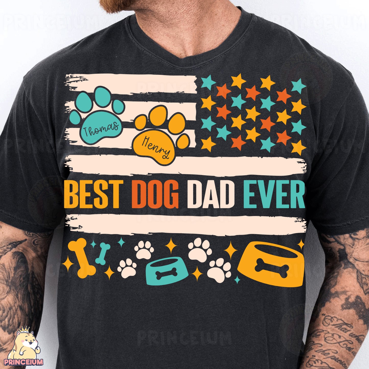 a man with a beard wearing a black t - shirt with the words best dog