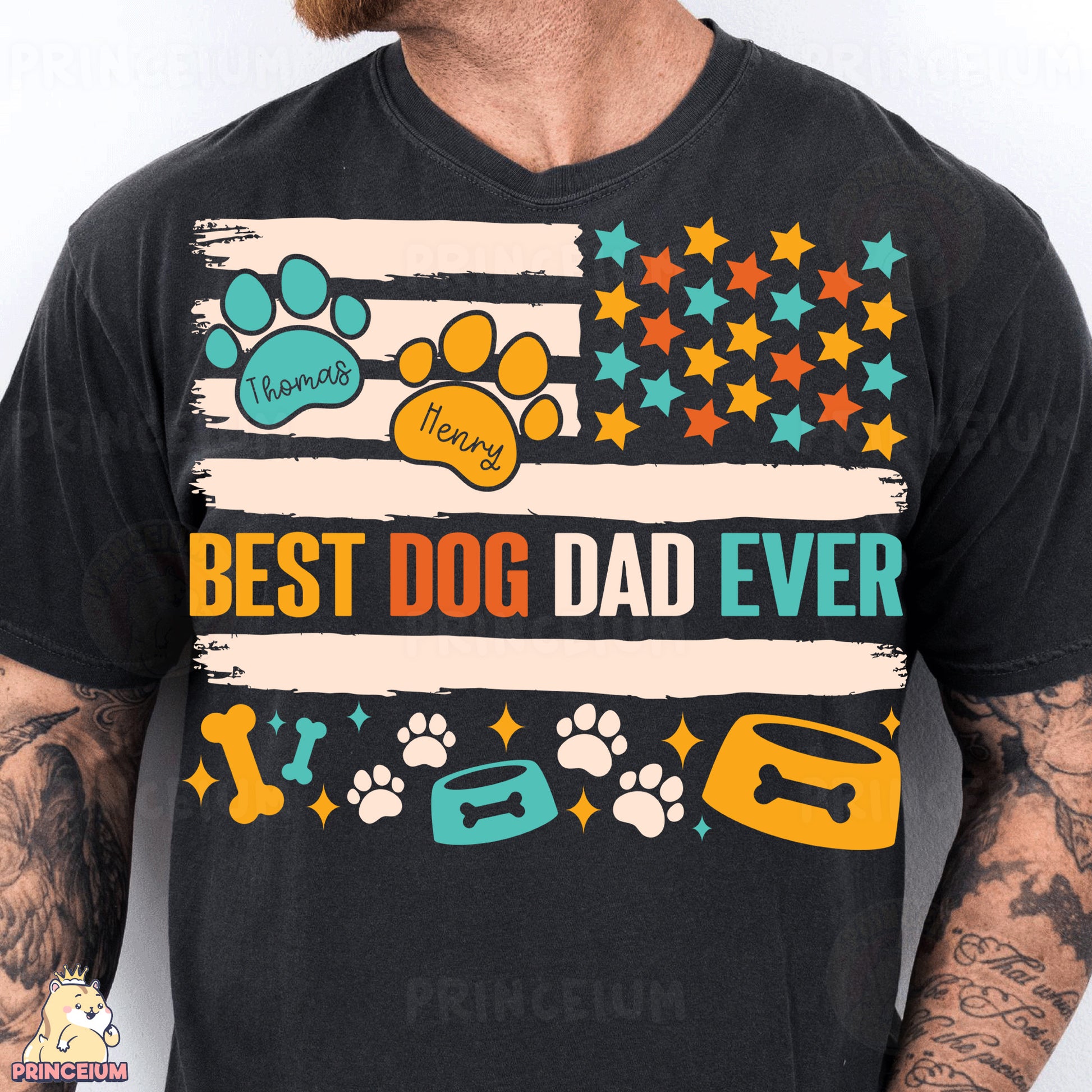 a man with a beard wearing a black t - shirt with the words best dog