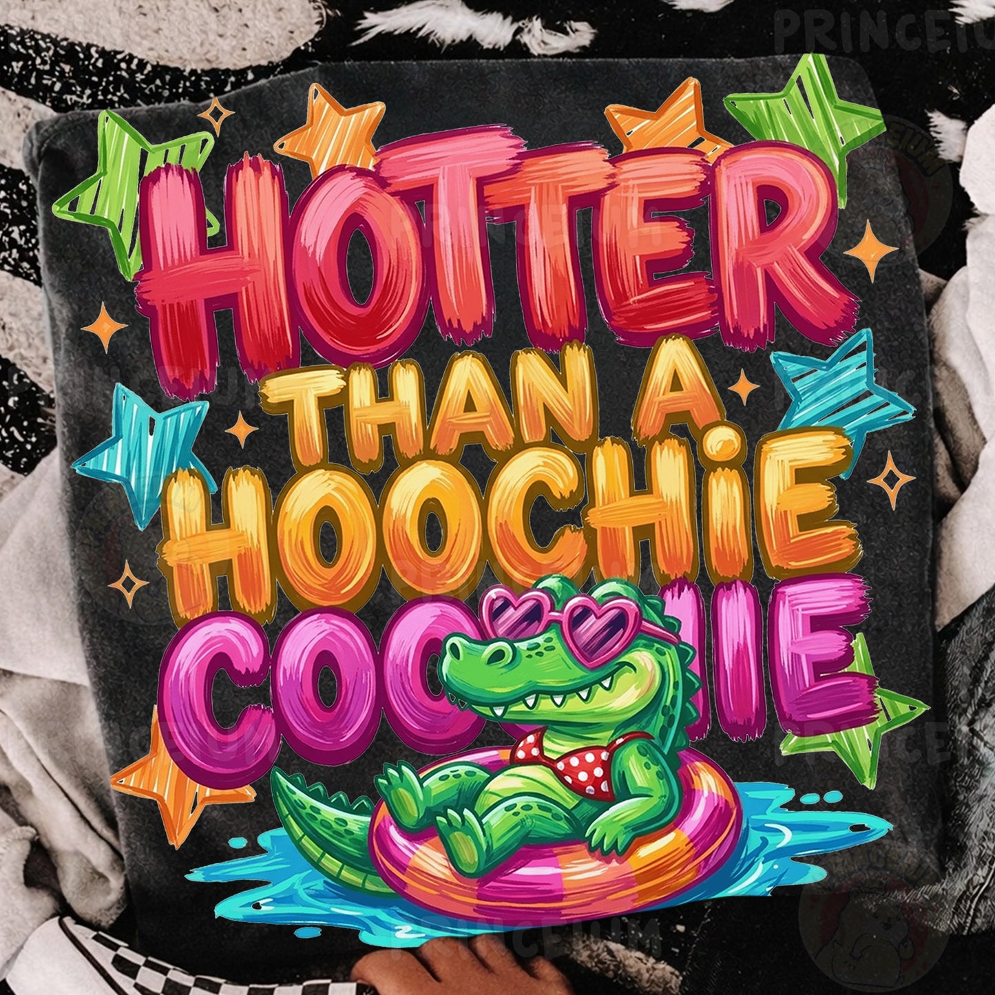 Hotter Than A Hoochie Coochie Sublimation Design PNG | Funny Alligator Pool Float Digital Download