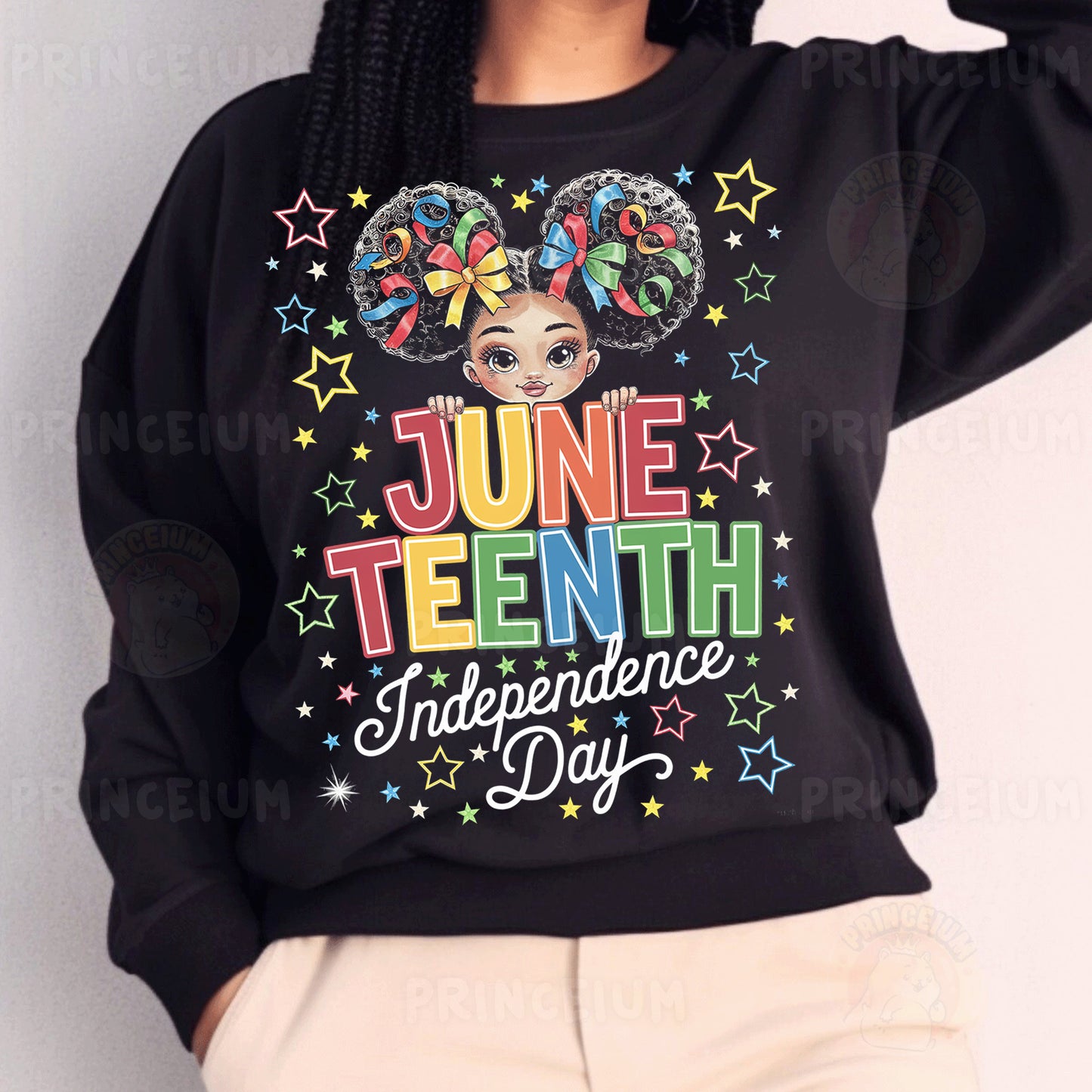 a woman with braids wearing a black sweatshirt