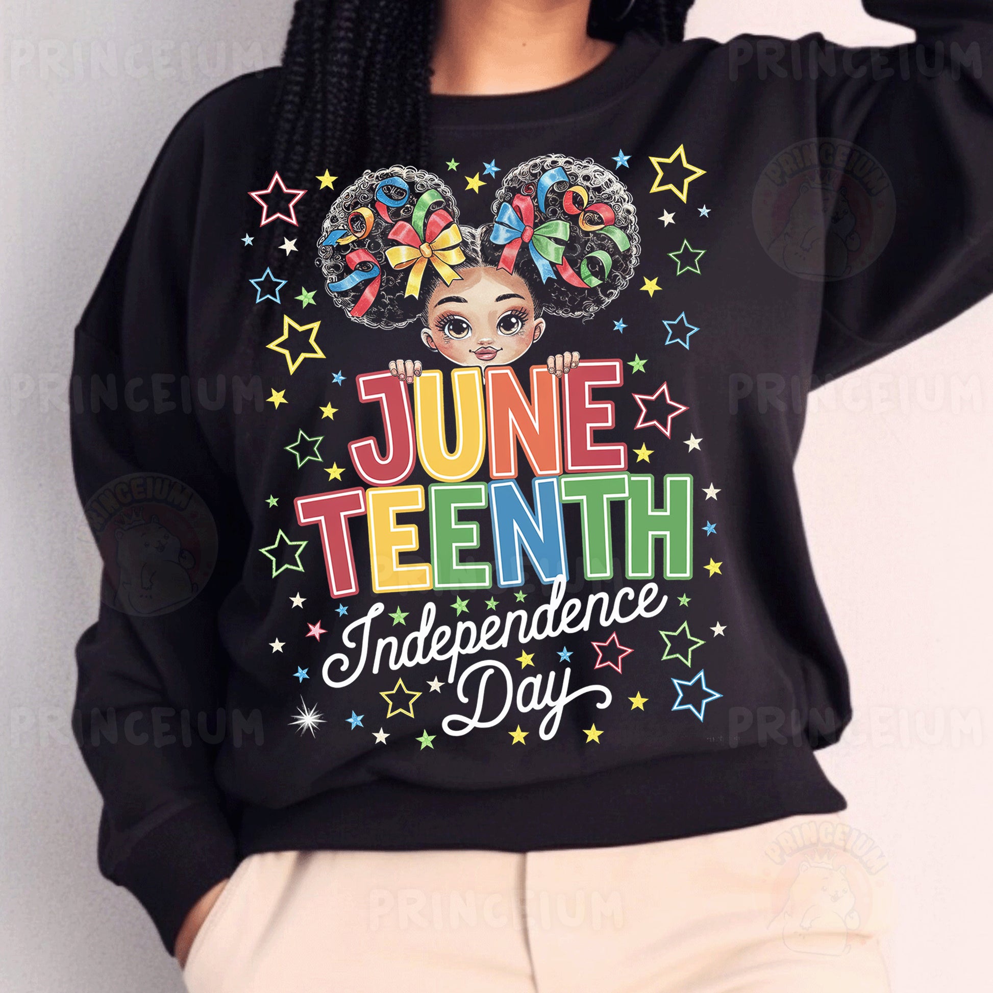 a woman with braids wearing a black sweatshirt