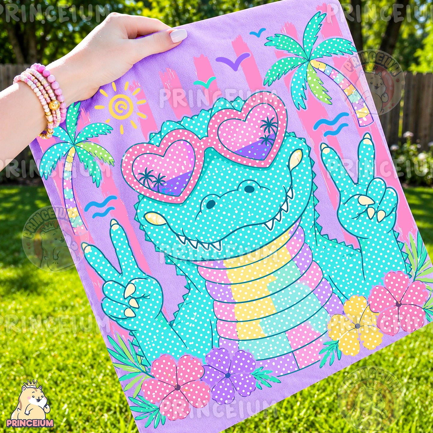 Cool Alligator Peace Sign Sublimation Design PNG Tropical Summer Digital Download NEW26