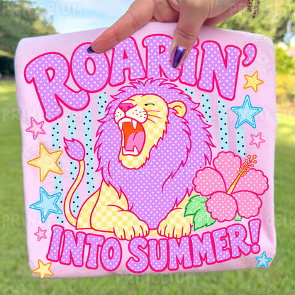 Roarin' Into Summer Sublimation Design PNG | Cute Lion Summer Digital Download