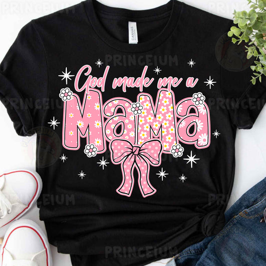 a black shirt with a pink bow on it