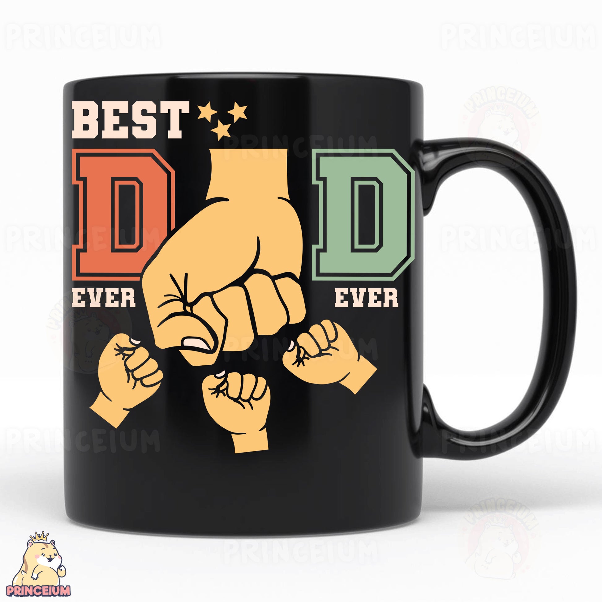 a black coffee mug with the words best dad ever