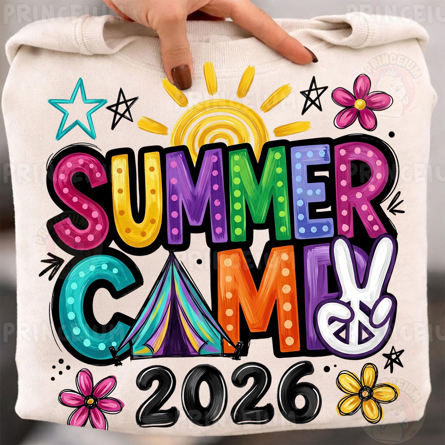 Summer Camp 2026 Sublimation Design PNG  Colorful Retro Summer Camp Digital Download