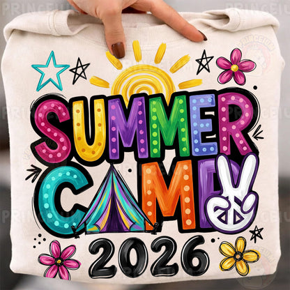 Summer Camp 2026 Sublimation Design PNG  Colorful Retro Summer Camp Digital Download
