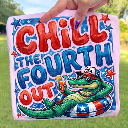 Chill The Fourth Out PNG, Funny 4th of July Alligator Shirt Design, Patriotic Summer Sublimation