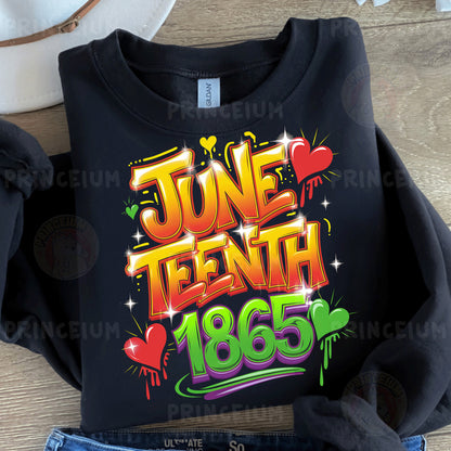 a black t - shirt with the words june tenth printed on it
