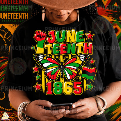 Juneteenth Butterfly Breaking Chains Sublimation Design PNG Freedom Day 1865 Digital Download