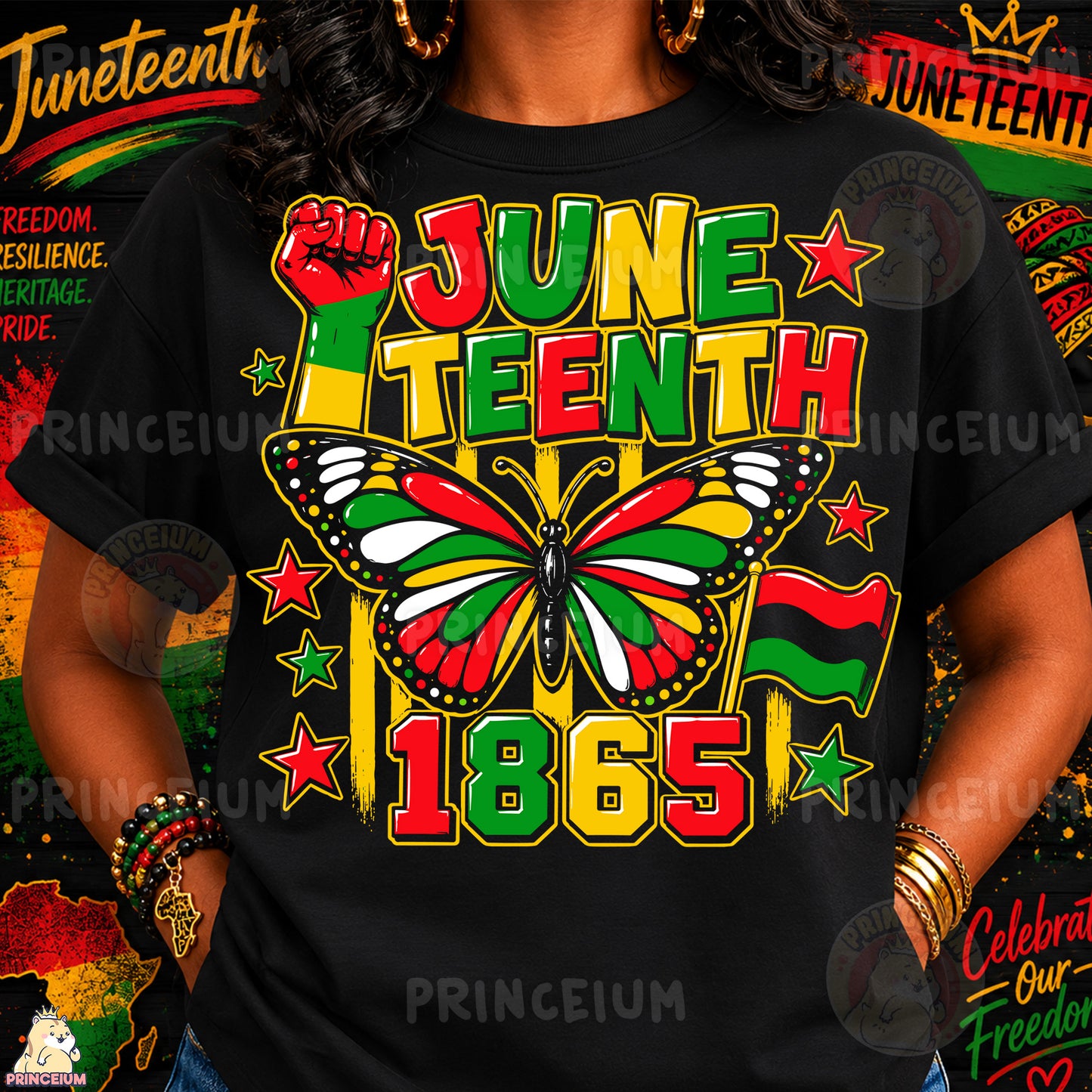Juneteenth Butterfly Breaking Chains Sublimation Design PNG Freedom Day 1865 Digital Download
