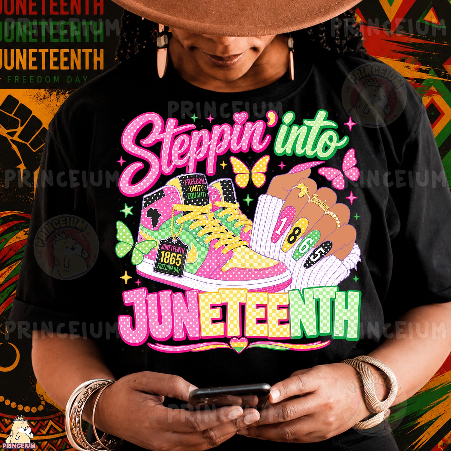 Steppin' Into Juneteenth Sublimation Design PNG Freedom 1865 Sneakers Digital Download NEW26