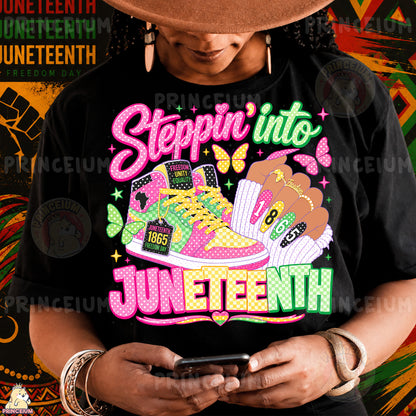 Steppin' Into Juneteenth Sublimation Design PNG Freedom 1865 Sneakers Digital Download NEW26