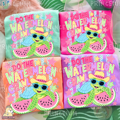 Do The Watermelon Crawl Sublimation Design PNG | Cute Turtle Watermelon Summer Digital Download