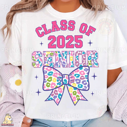 a woman wearing a class of 205 senior t - shirt