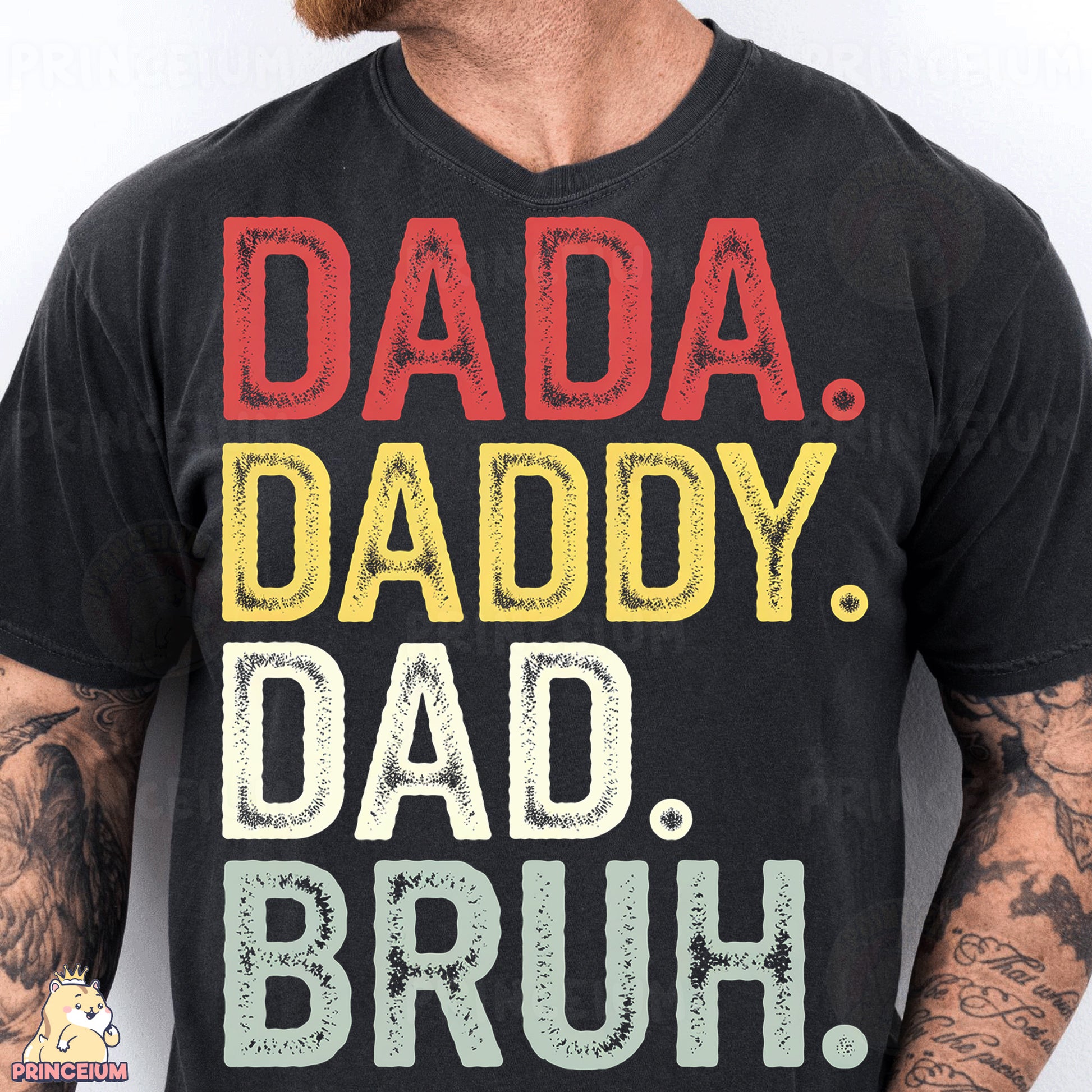 a man with a beard wearing a t - shirt that says dad, dad,