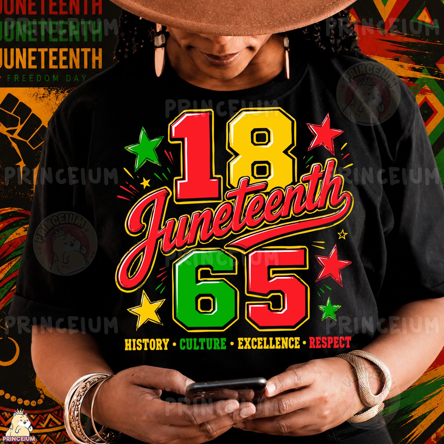 1865 Juneteenth History Culture Excellence Respect Sublimation Design PNG Freedom Day Digital Download