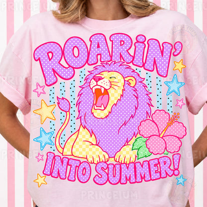 Roarin' Into Summer Sublimation Design PNG | Cute Lion Summer Digital Download