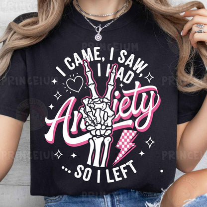 a woman wearing a t - shirt that says i came i saw, i had