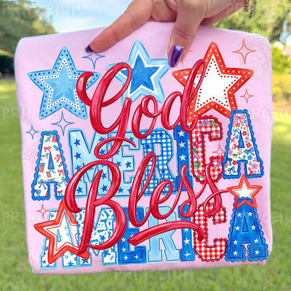 God Bless America PNG, Patriotic Fourth of July Shirt Design, Retro USA Sublimation Graphic