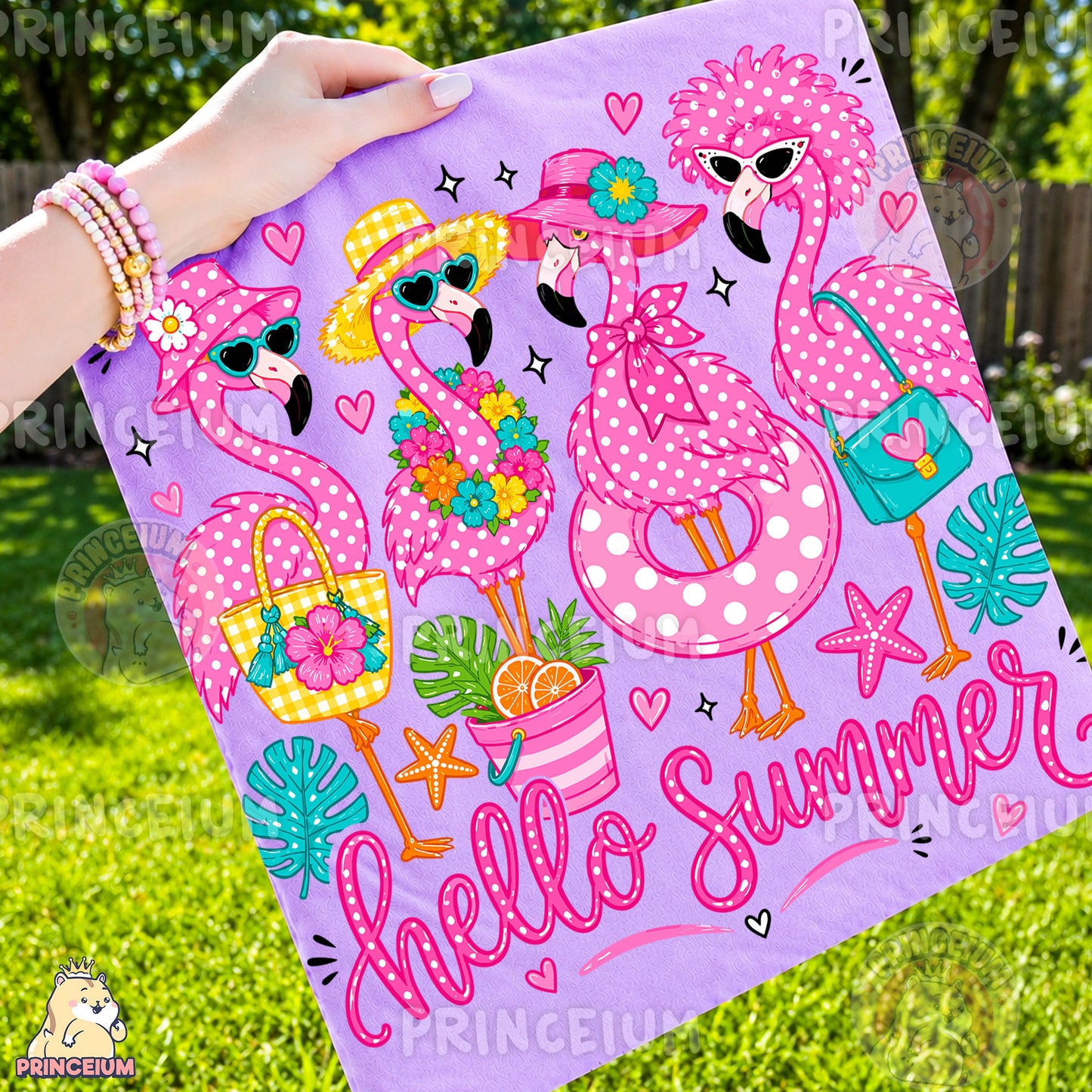 Hello Summer Flamingos Sublimation Design PNG Pink Flamingo Digital Download NEW26