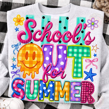 School's Out For Summer Sublimation Design PNG | Smiley Face Summer Digital Download