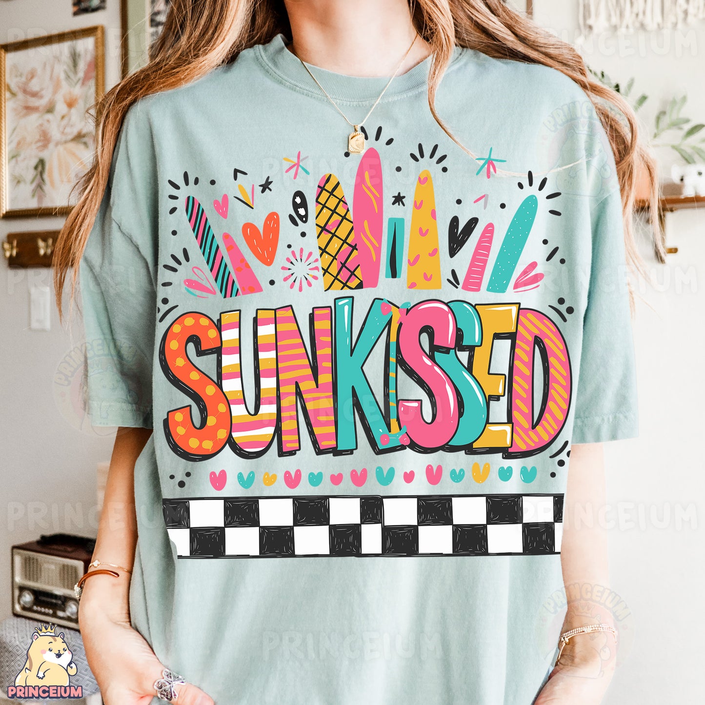 a woman wearing a shirt that says sunked