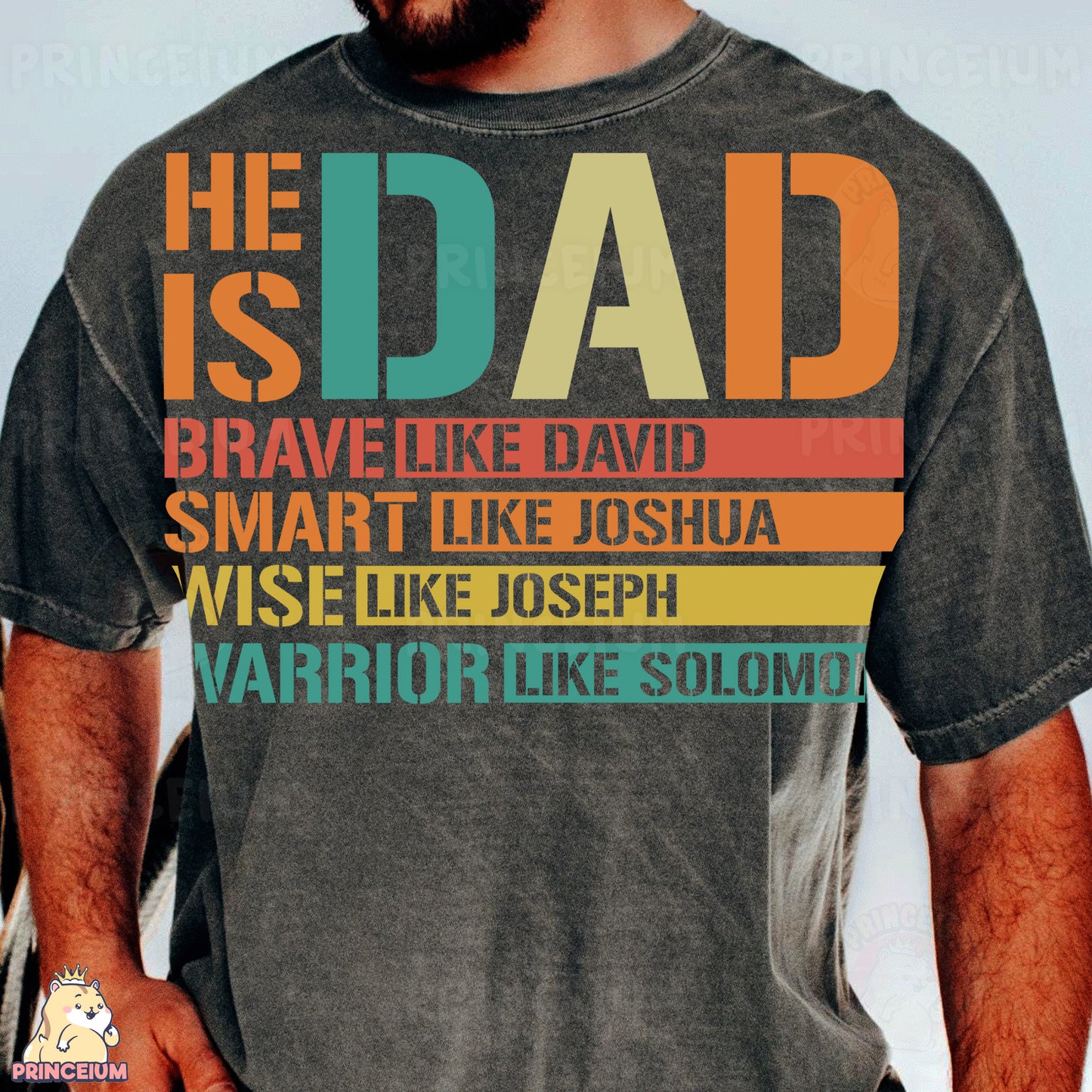 a man wearing a t - shirt that says he is a dad