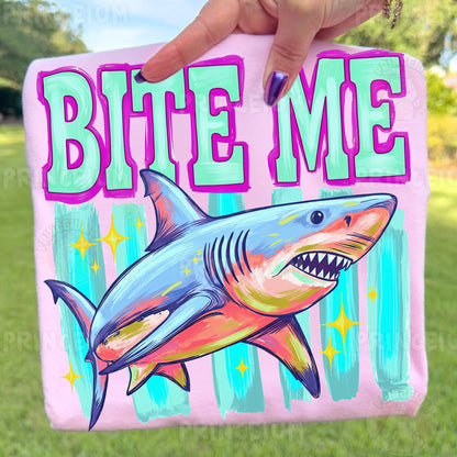 Bite Me Shark PNG, Funny Summer Beach Shirt Design, Shark Sublimation Graphic