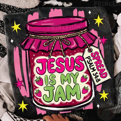 Jesus Is My Jam Sublimation Design PNG Christian Strawberry Jam Jar Digital Download