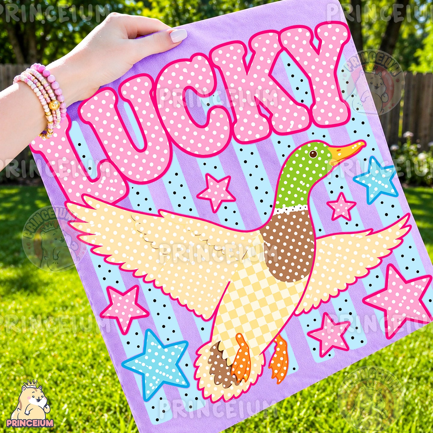 Lucky Duck Sublimation Design PNG Mallard Duck Digital Download NEW26