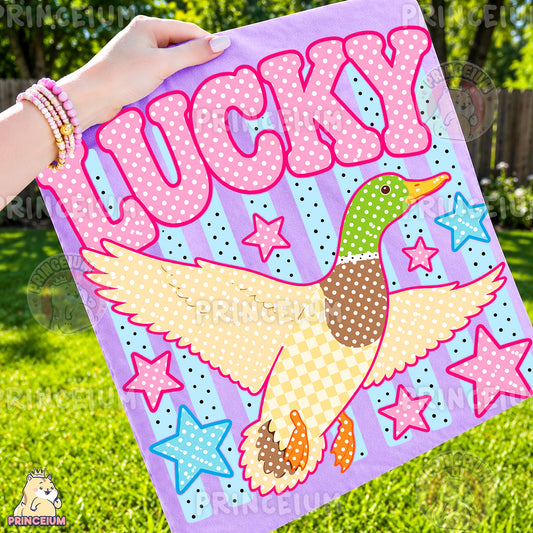 Lucky Duck Sublimation Design PNG Mallard Duck Digital Download NEW26