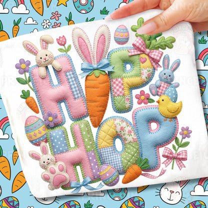 Hip Hop Png, Patchwork Bunny Carrot Letters, Cute Pastel Spring Easter Clipart Design