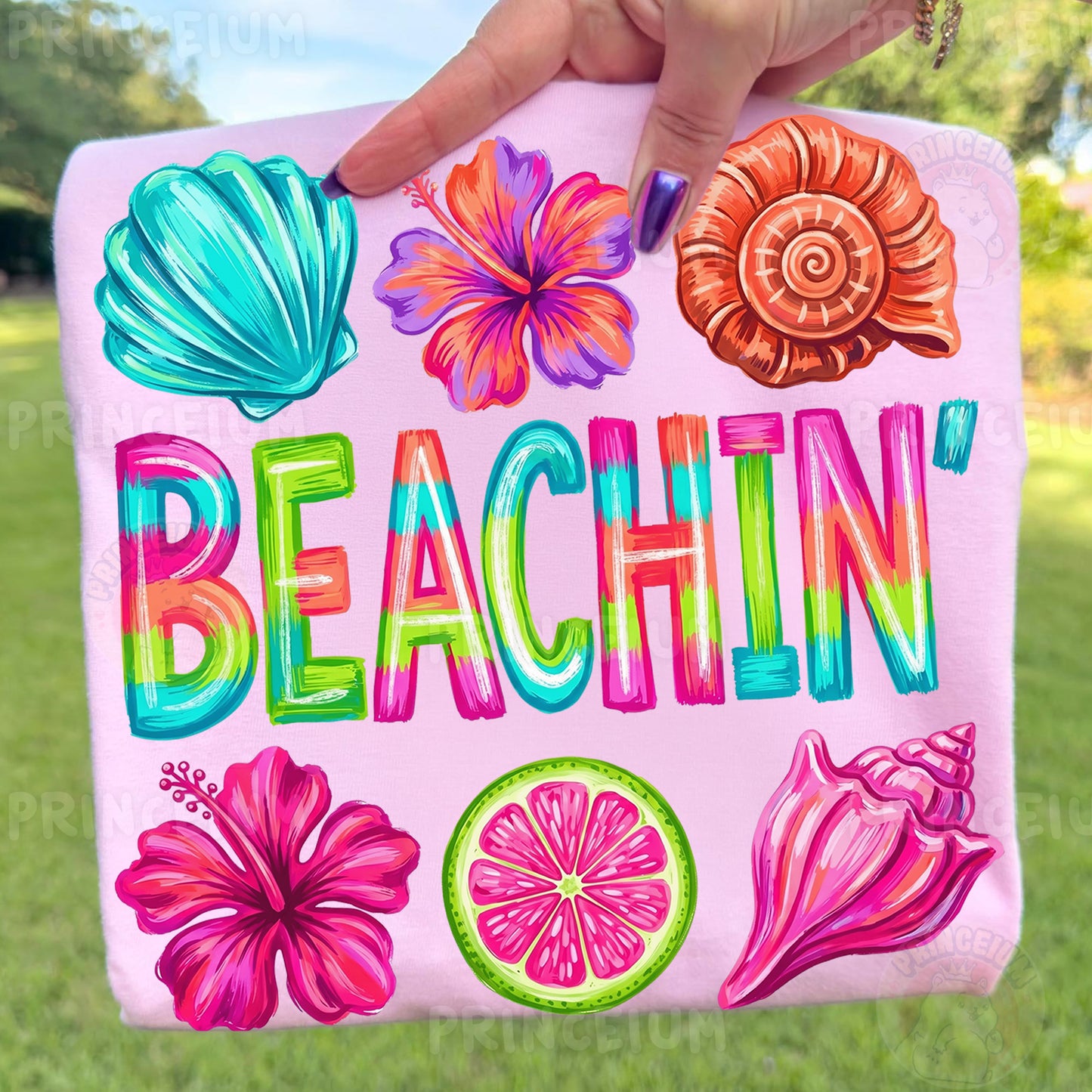 Beachin PNG, Tropical Summer Shirt Design, Cute Coastal Graphic, Retro Beach Sublimation