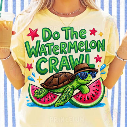 Do The Watermelon Crawl Sublimation Design PNG Turtle Watermelon Summer Digital Download