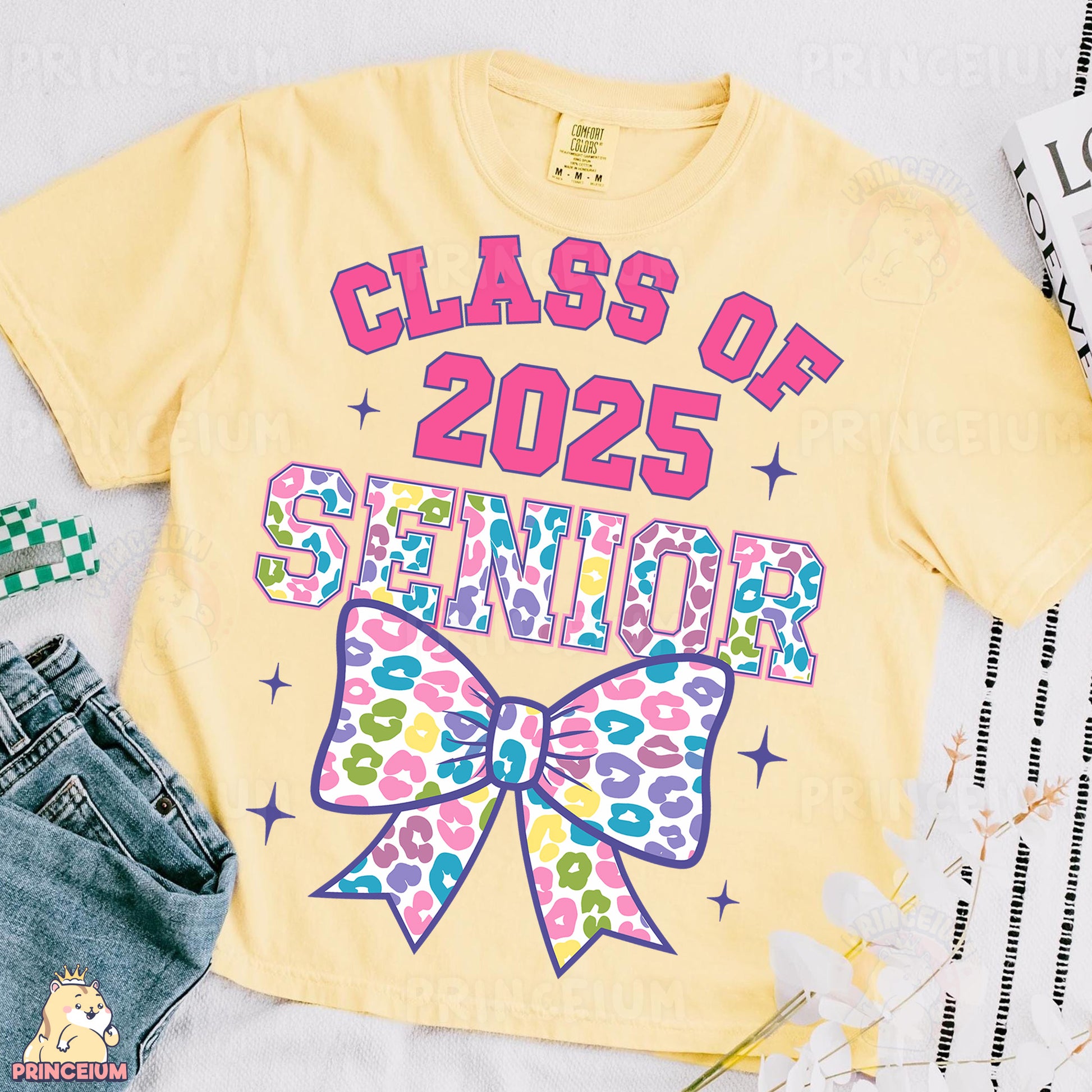 a t - shirt with a bow on it that says class of 205 senior