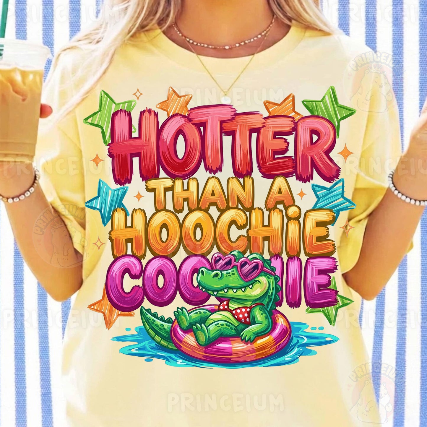 Hotter Than A Hoochie Coochie Sublimation Design PNG | Funny Alligator Pool Float Digital Download