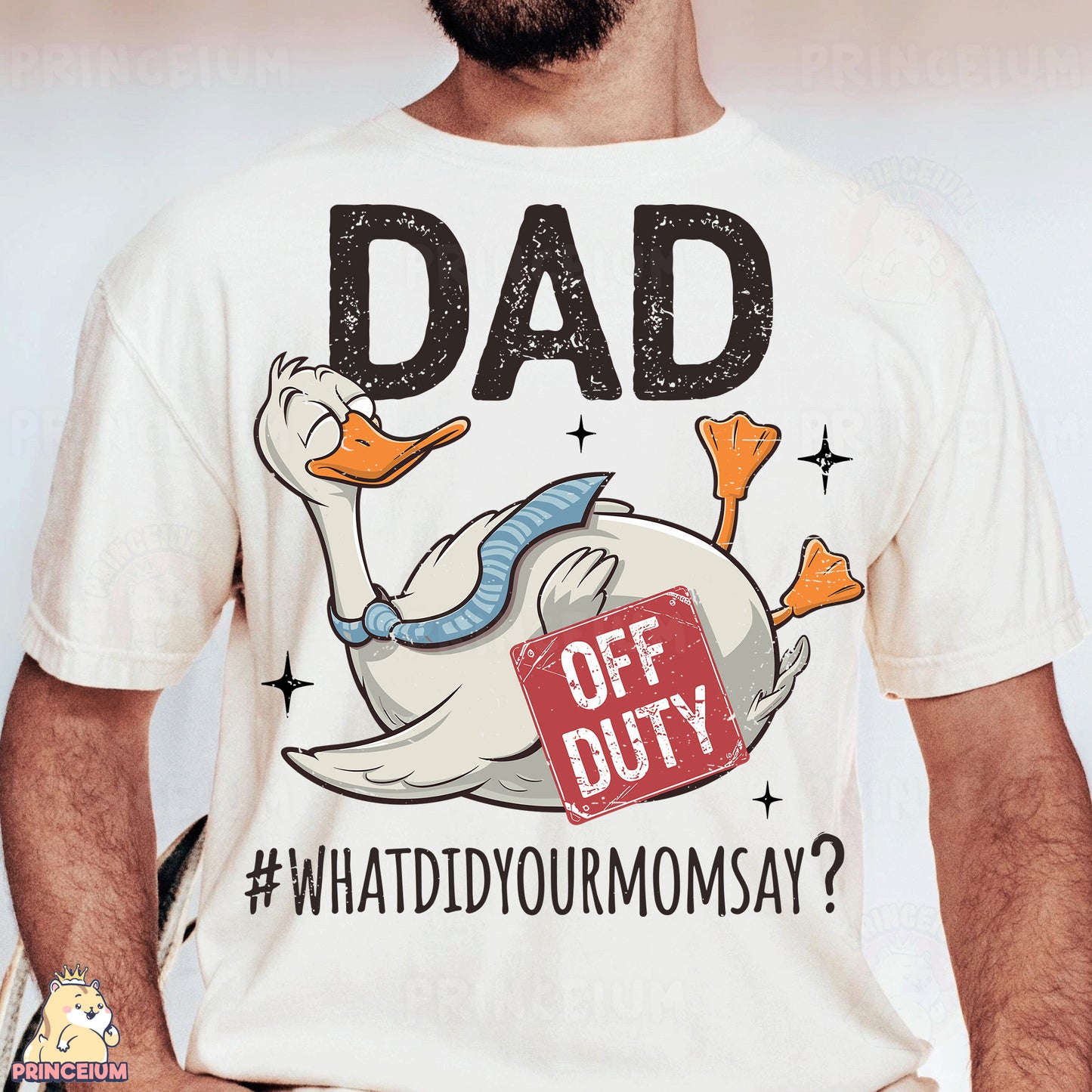 a man wearing a t - shirt that says dad off duty
