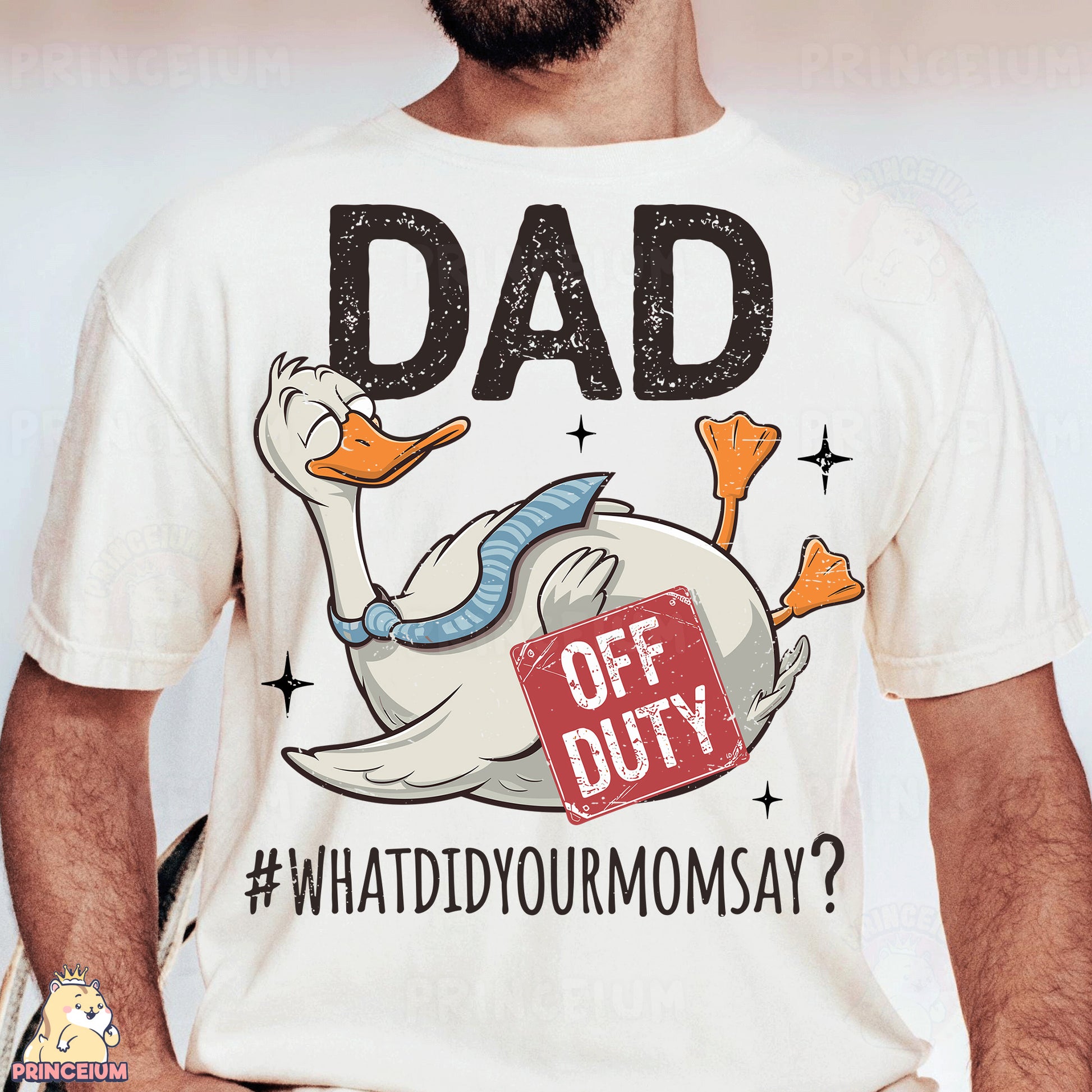 a man wearing a t - shirt that says dad off duty