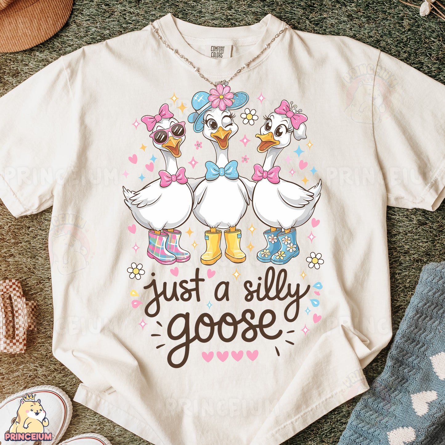 a t - shirt that says just a silly goose on it