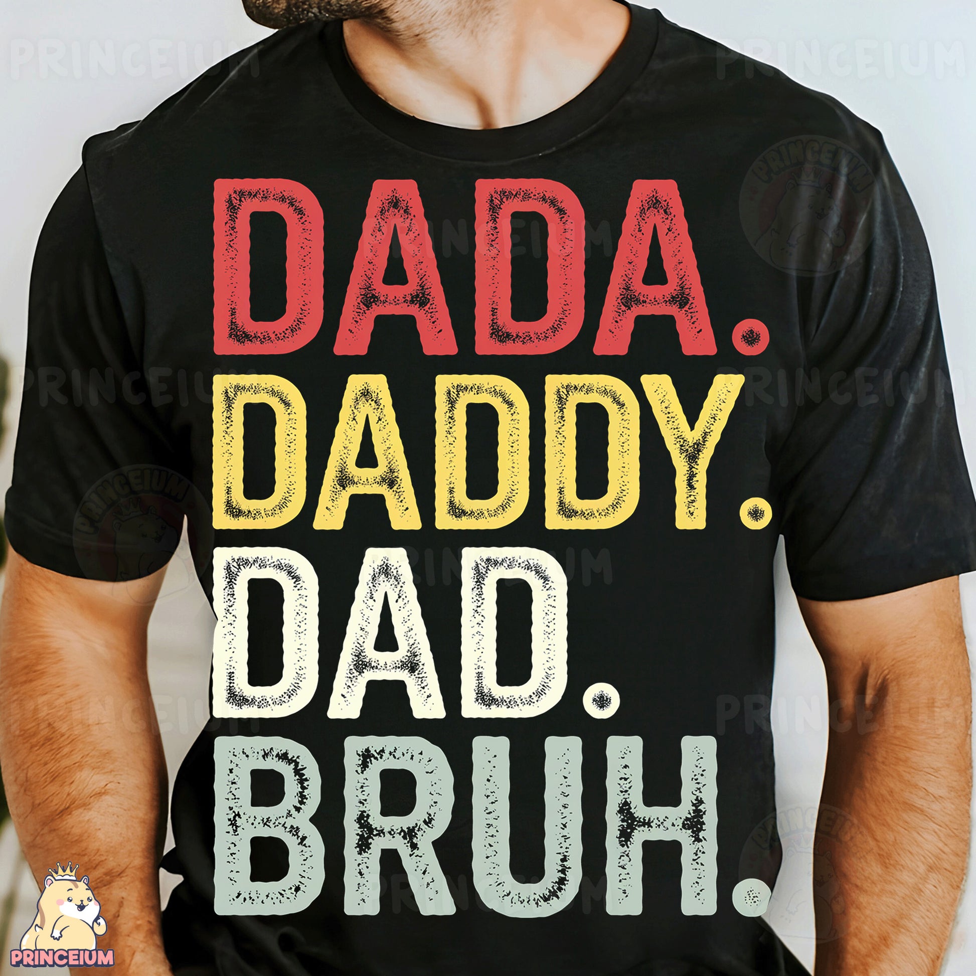 a man wearing a dad's t - shirt that says dad daddy, dad