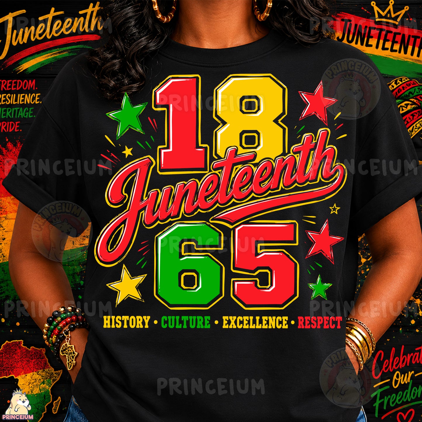 1865 Juneteenth History Culture Excellence Respect Sublimation Design PNG Freedom Day Digital Download