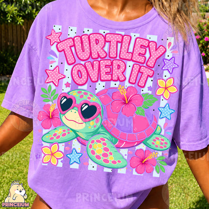 Turtley Over It Sublimation Design PNG Cute Turtle Heart Sunglasses Digital Download