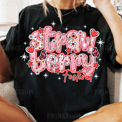 a woman sitting on a couch wearing a black t - shirt with the words straw