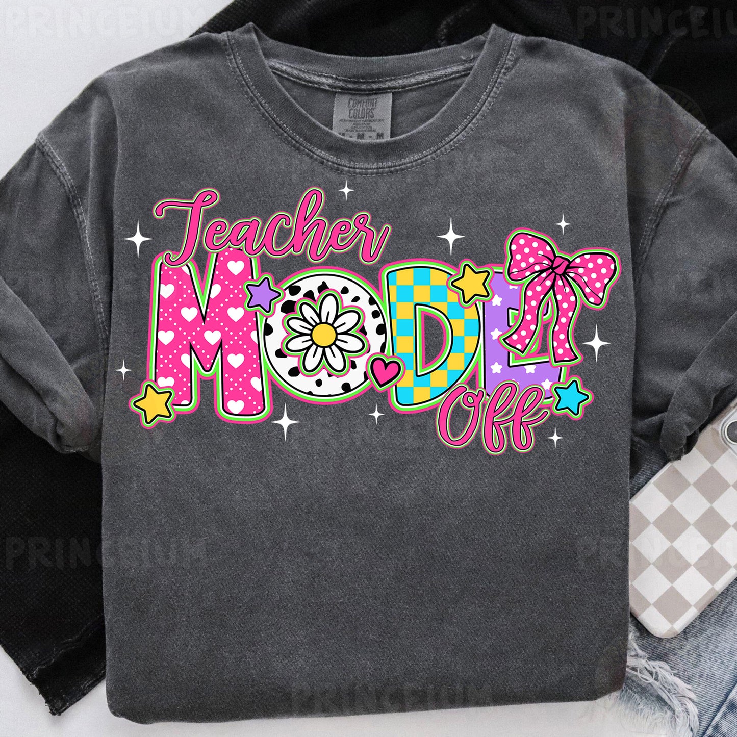 a black shirt with the words teacher mode on it