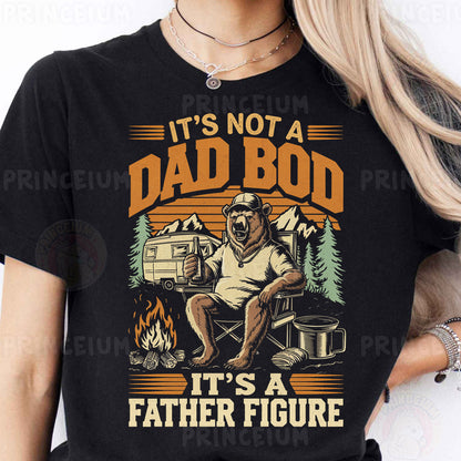 a woman wearing a t - shirt that says it's not a dad bo