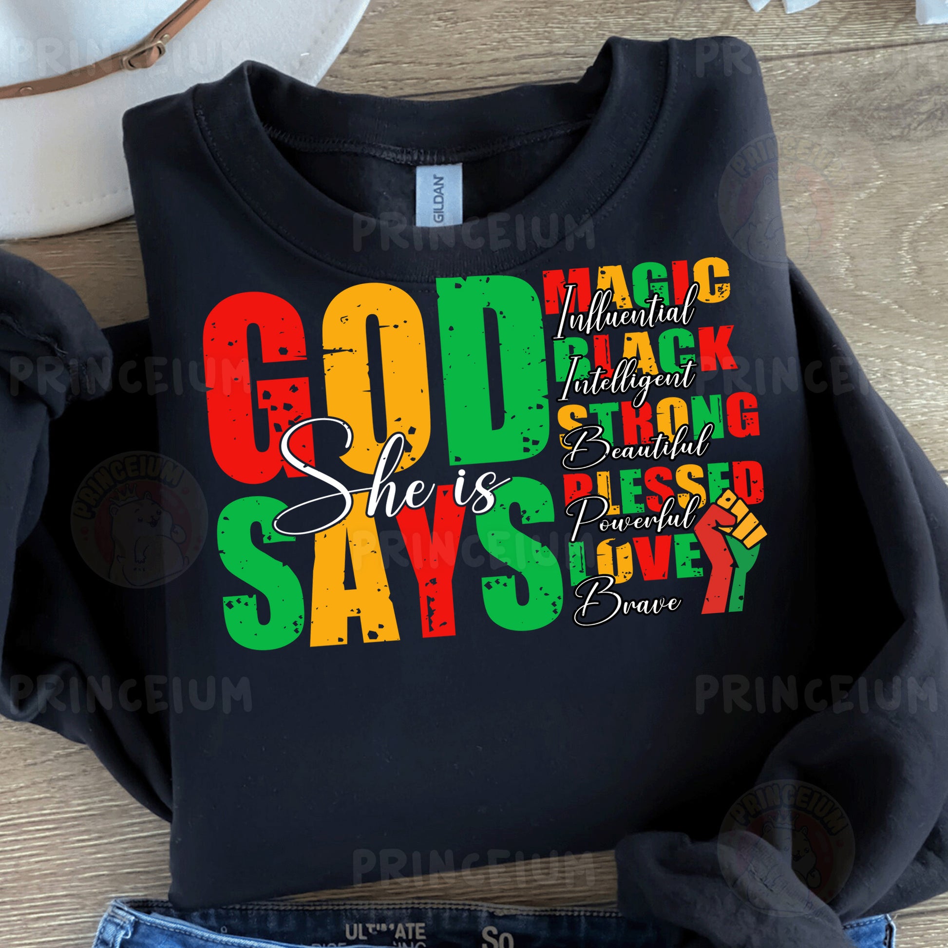 a t - shirt with the words god says on it