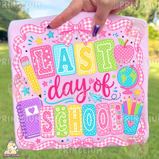 Last Day of School Sublimation Design PNG Teacher Gingham Bow Digital Download NEW26