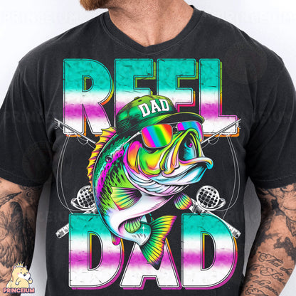 a man wearing a black shirt with a fish on it